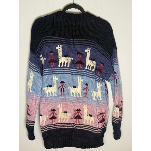 Vintage Maurices Alpaca Llama 100% Lambs Wool Cardigan Sweater women’s Size M - Picture 2 of 7